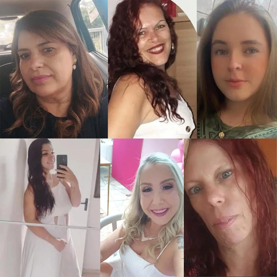 Jane, Simone, Raíssa, Caroline, Patrícia e Juliana foram as vítimas - Fotos: Reprodução/Especial