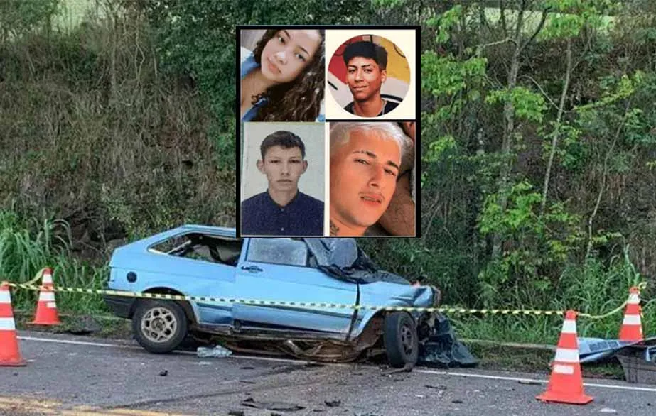 Eveli, Geriel, Fabiano e Cauã foram as vítimas fatais do acidente - Foto: Eduardo Colussi/Rádio Máxima/Especial