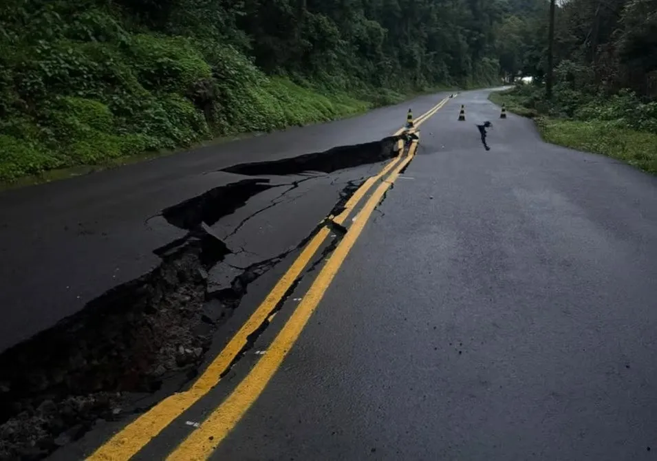 ERS-448 é bloqueada após rodovia ceder completamente
