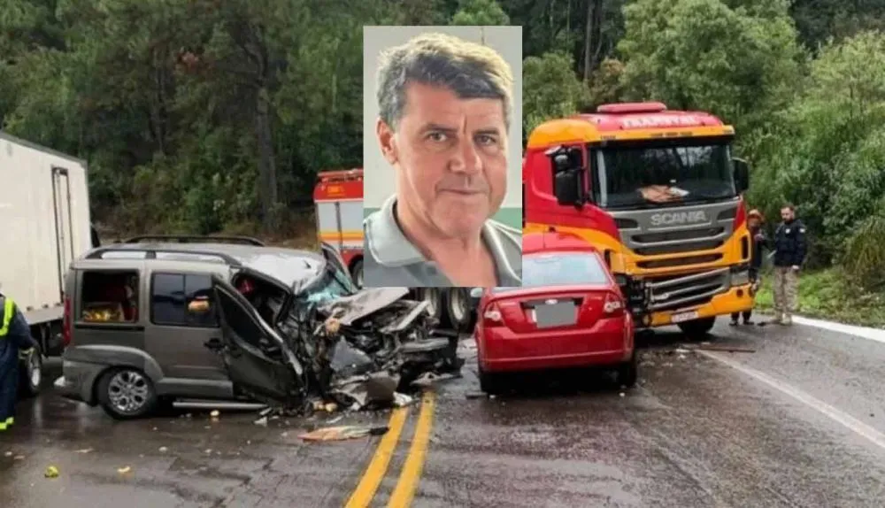 Colisão entre caminhão e dois veículos deixa um morto e um ferido