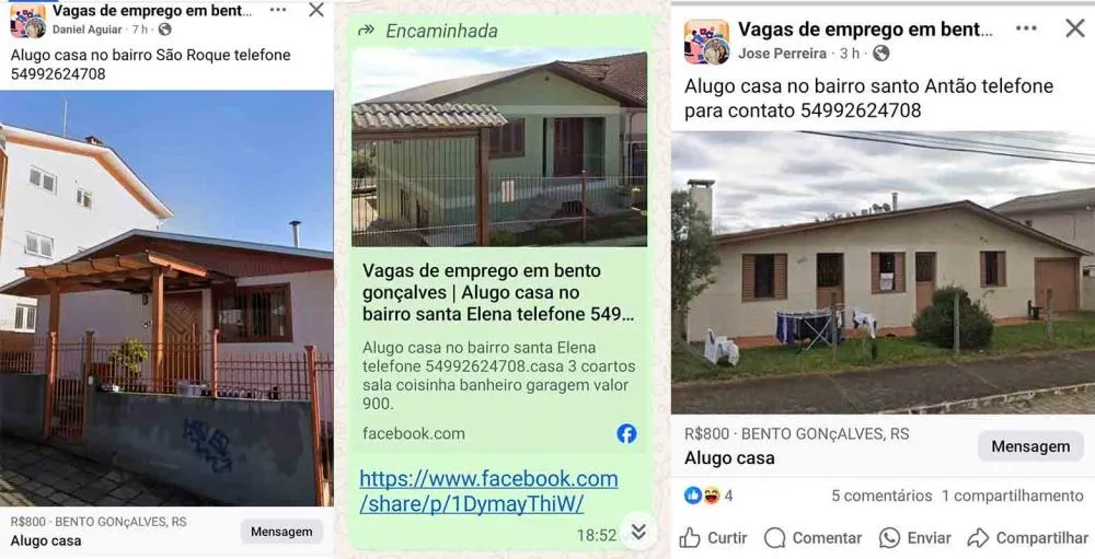 Postagens estão sendo feitas direcionando para o mesmo número de Whatsapp - Fotos: Reprodução/Especial