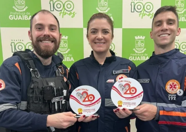Jakson Giongo Silveira, Melissa Bonato e Marcos Winck da Silva fazem parte da equipe do Samu - Foto: Reprodução/Especial