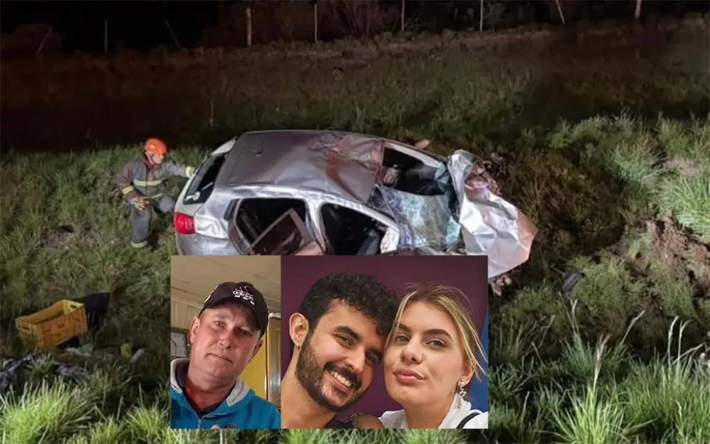 Evandro Jouer, Vinícius e Débora Rodrigues foram os mortos no acidente - Fotos: Corpo de Bombeiros/Especial