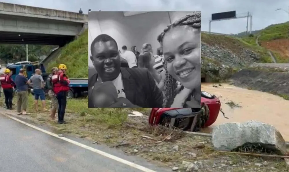 Veículo foi arrastado pela correnteza e casal foi encontrado dentro do veículo - Foto: Rafaela Cardoso/NSC Total/Especial