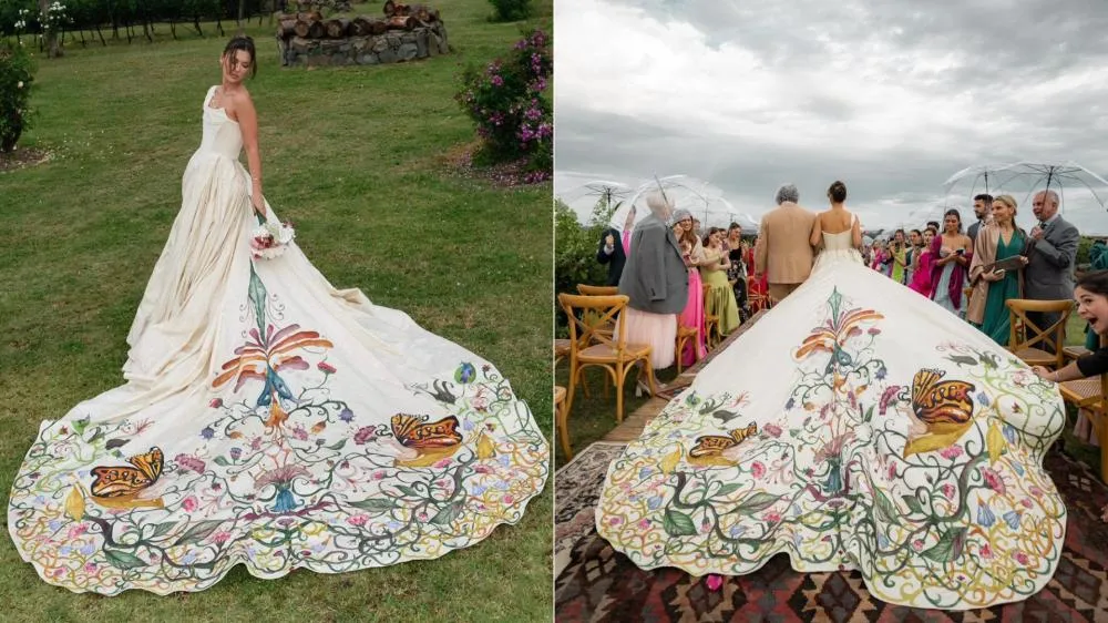 Vestido de noiva vira obra de arte em 22 quadros e viraliza na internet