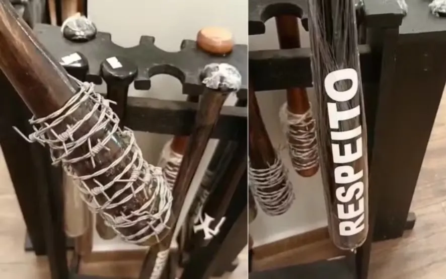 Desembargador fez fotos e vídeos dos tacos de beisebol - Fotos: Reprodução/Especial