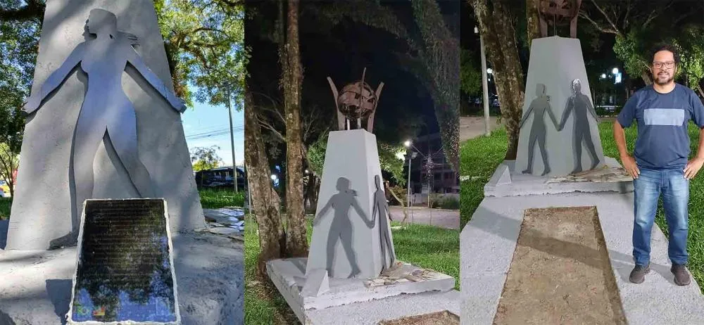 Artista Fábio Prado concluiu a restauração na noite desta terça-feira, 28 - Foto: Eliana Passarin/Especial