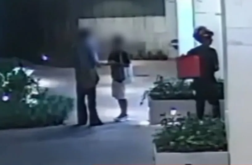 Bandido entrou no prédio do escritório disfarçado de entregador de pizza - Foto: Reprodução/Especial NB