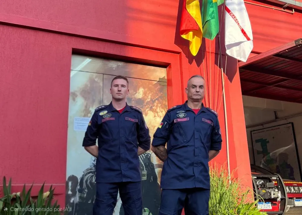 Capitão Kist deu as boas-vindas ao tenente Alexandre Guedes - Foto: Corpo de Bombeiros de Bento Gonçalves/Especial NB
