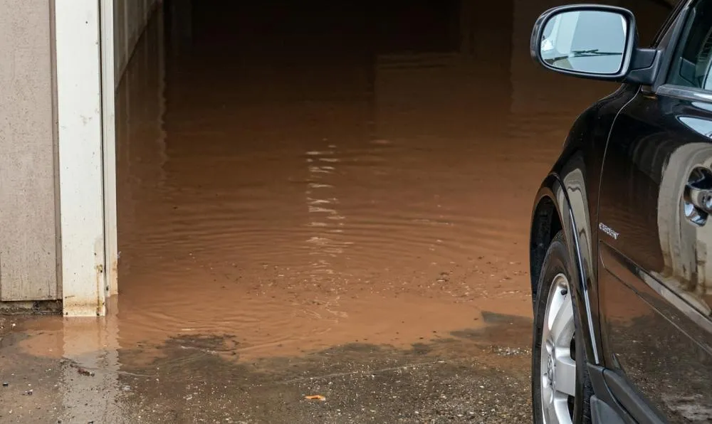 Uma moradora teve a garagem de casa invadida pela água e barro da tubulação - Fotos: Reprodução/Especial NB