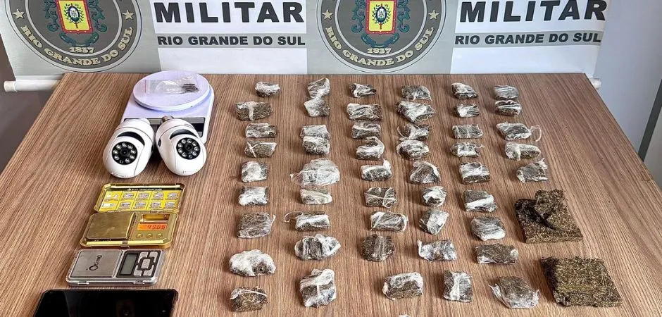 Os policiais apreenderam 60 porções de maconha, totalizando aproximadamente 810 gramas da substância (Foto: BM)