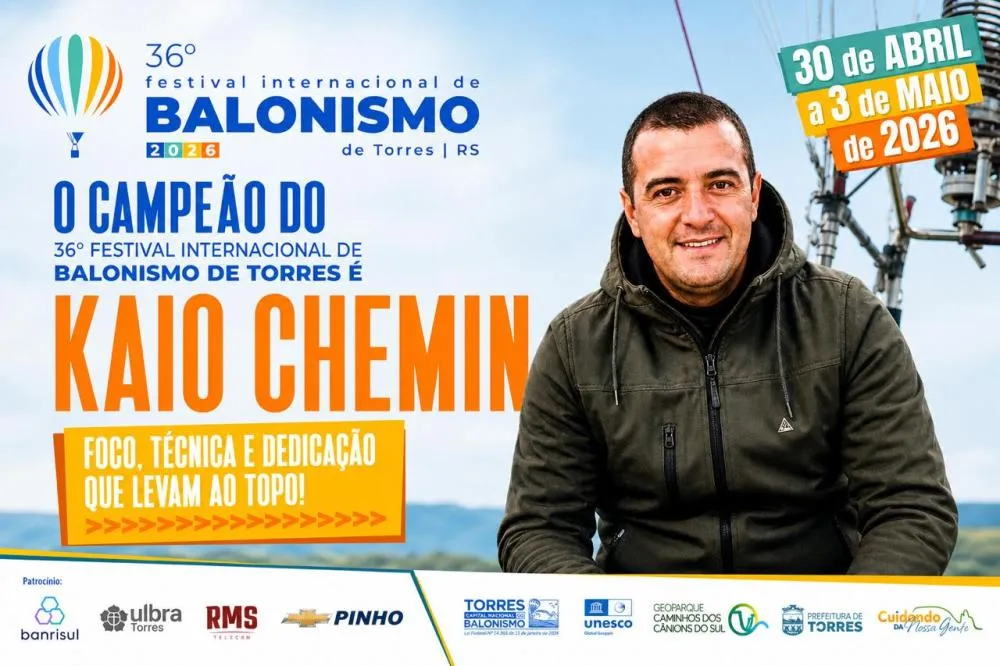 Kaio Chemin conquista 36º Festival de Balonismo de Torres