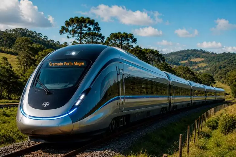 O traçado definitivo, com apresentação prevista para junho de 2026, deve partir das imediações do Aeroporto Salgado Filho, seguindo por áreas rurais de Canoas, São Leopoldo, Novo Hamburgo e Nova Hartz até chegar à Serra. (Foto: Reprodução)