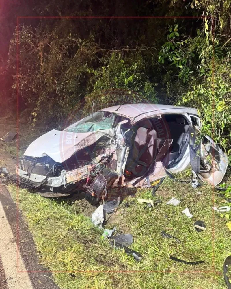 O acidente aconteceu por volta das 21h35min, no km 87 da RSC-453. (Foto: Bombeiros Voluntários)