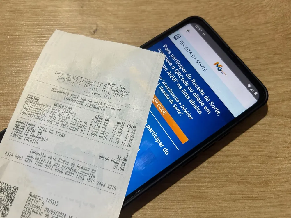 O passo seguinte e obrigatório é acessar o aplicativo oficial do Nota Fiscal Gaúcha no mesmo dia em que a compra foi realizada. (Foto: Reprodução)