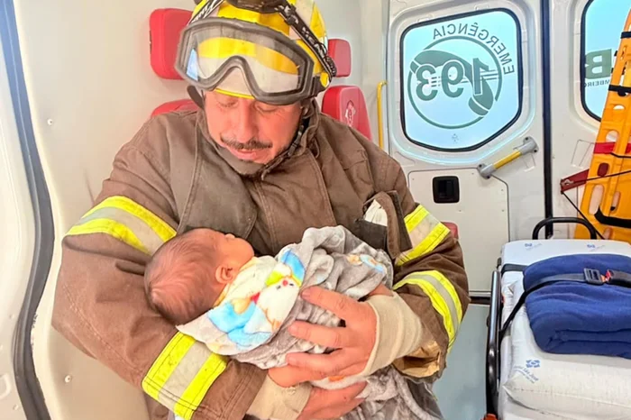 Bebê foi salvo por bombeiro em Antônio Prado. (Foto: SCAB Antônio Prado / Divulgação)