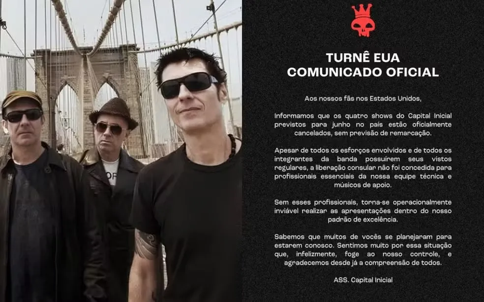 Capital Inicial cancela turnê nos EUA após visto negado