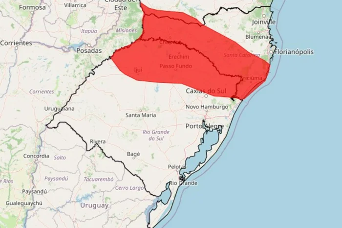 Inmet emite alerta máximo de “grande perigo” para tempestades no RS