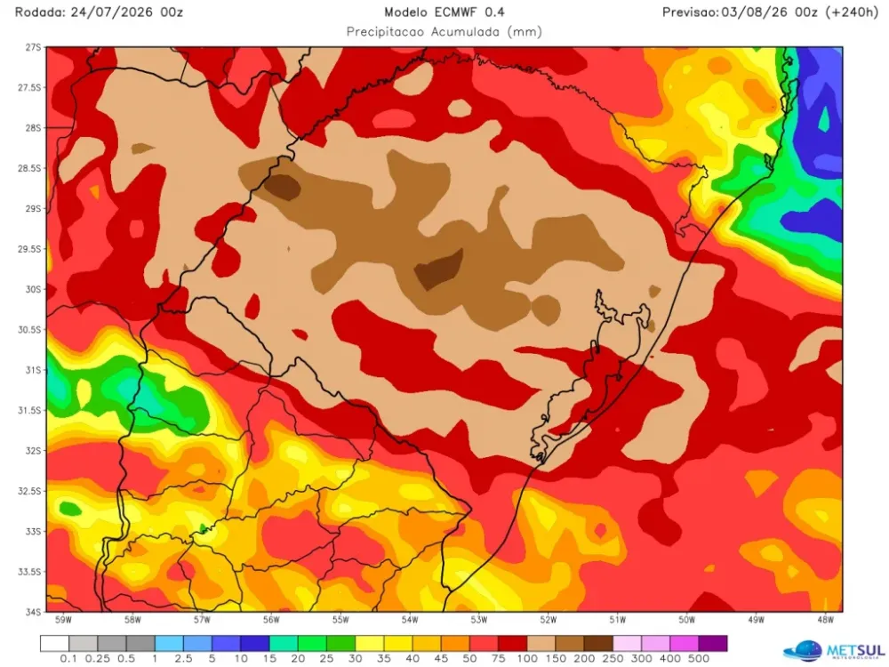 MetSul alerta para novo período de chuva volumosa no RS