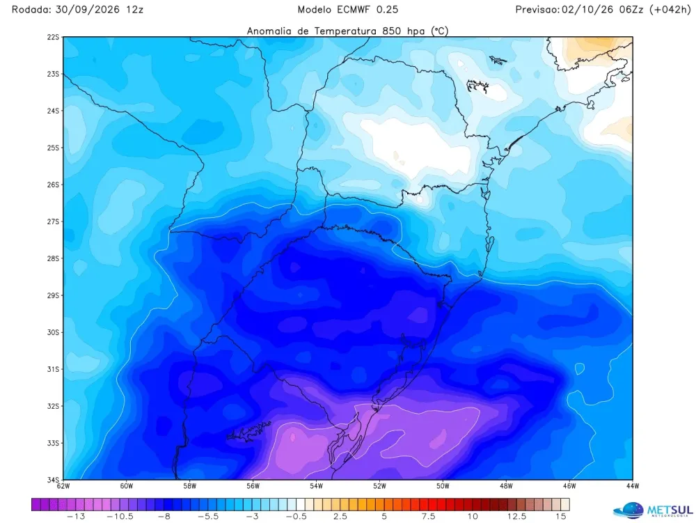 Massa de ar frio atinge o Rio Grande do Sul no início de outubro
