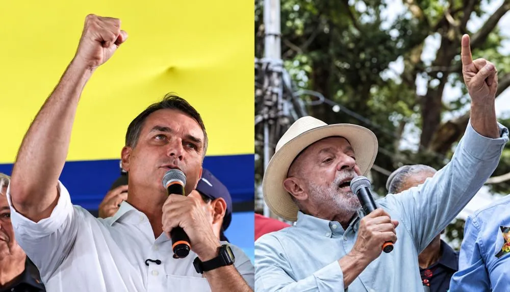 Flávio Bolsonaro vence Lula em 4 das 5 pesquisas feitas nesta semana - Foto: Evaristo Sá/AFP e Taba Benedicto/Estadão