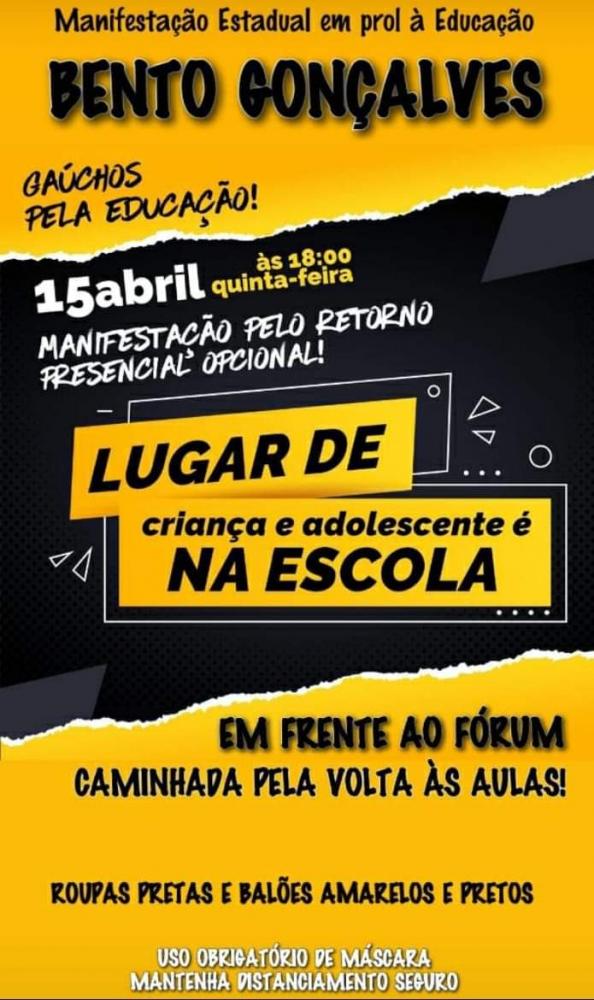Caminhada pelas ruas de Bento pedirá a volta presencial às aulas