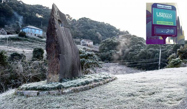 Semana começa com geada e temperaturas negativas na região de Bento Gonçalves