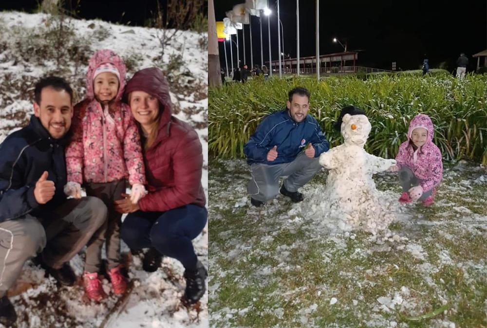 Deiverson Lutz, a esposa Fabíola e a filha Manuela