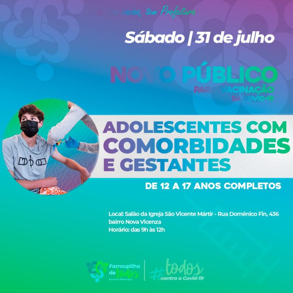 Farroupilha vacina adolescentes e gestantes contra a Covid neste sábado, dia 31