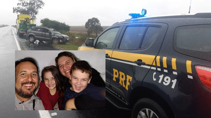 Antônio Carlos, Adriana e os dois filhos morreram antes que o socorro chegasse. Fotos: Arquivo Pessoal e PRF