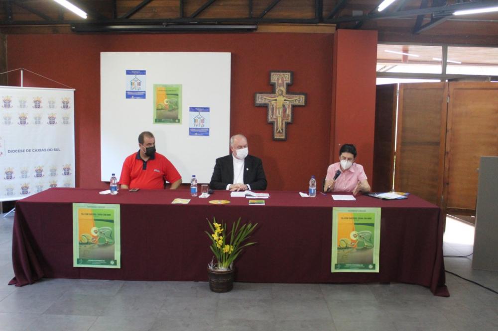 Registro da Coletiva de Imprensa que ocorreu na manhã desta quarta-feira de cinzas para apresentação do tema da Campanha da Fraternidade de 2022. Foto: Felipe Padilha/Assessoria de Comunicação da Diocese de Caxias do Sul