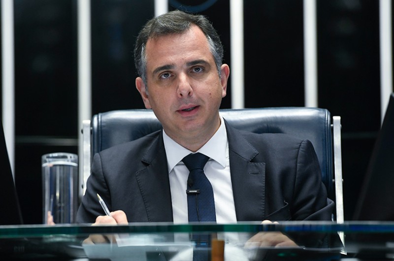 O presidente do Senado, Rodrigo Pacheco, durante a sessão plenária desta terça-feira - Jefferson Rudy/Agência Senado