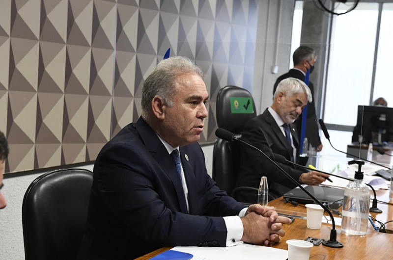 O ministro da Saúde, Marcelo Queiroga, em audiência pública na CDH, presidida pelo senador Humberto Costa (PT-PE) - Roque de Sá/Agência Senado