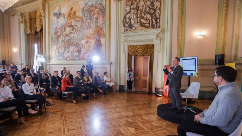 Governador Ranolfo e o secretário Gastal no lançamento da segunda etapa do Iconicidades - Foto: Felipe Dalla Valle / Palácio Piratini
