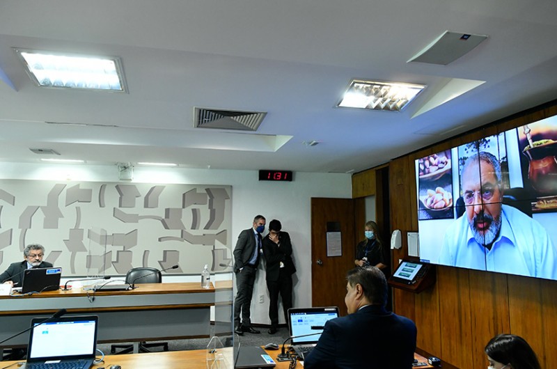 Relator, Paulo Paim (no telão, à dir.) defendeu aprovação do projeto na reunião desta terça - Geraldo Magela/Agência Senado