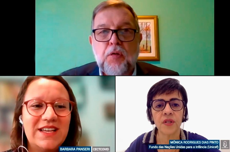 Flávio Arns, Bárbara Pansieri e Mônica Pinto durante o debate - Agência Senado