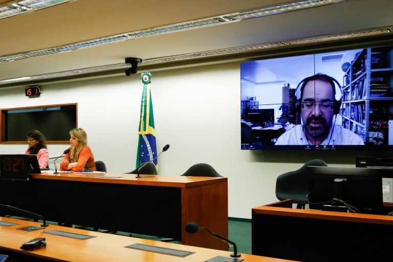 Tavares (no telão) disse que só pacientes dos planos de saúde têm acesso ao medicamento - (Foto: Elaine Menke/Câmara dos Deputados)