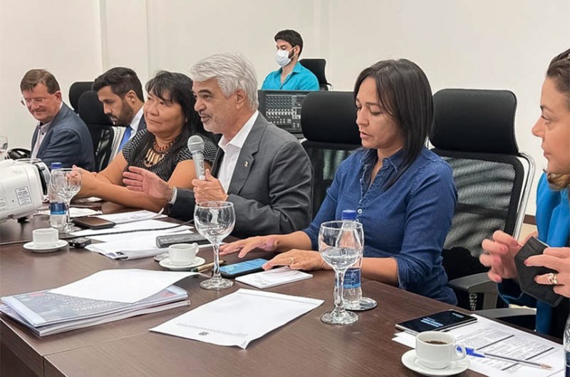 O senador Humberto Costa (PT-PE) fala em audiência para apurar denúncias de violência contra os ianomâmis realizada em Roraima. À direita, as senadoras Eliziane Gama (CIDADANIA-MA) e Leila Barros (PDT-DF)