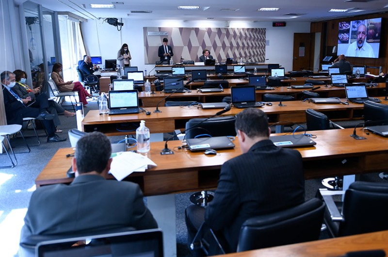 O relator Paim (no telão): Cooperativas de crédito costumam praticar taxas de juros e tarifas menores - Edilson Rodrigues/Agência Senado