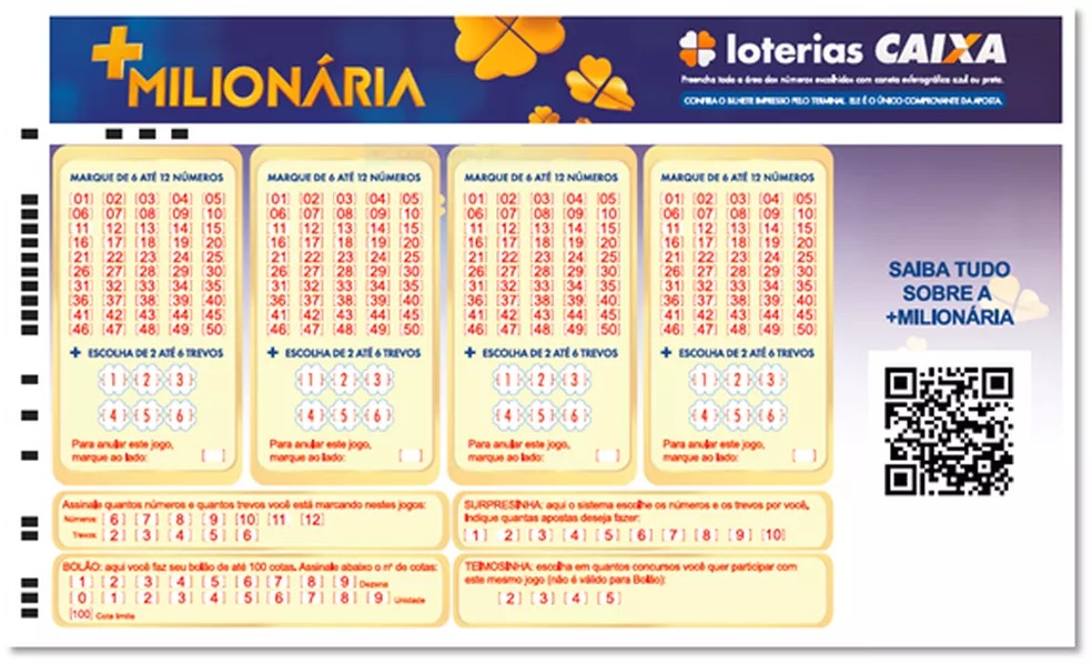 A aposta simples, com seis números e dois trevos, custa R$ 6,00 e a chance de acerto é de uma em 238 milhões