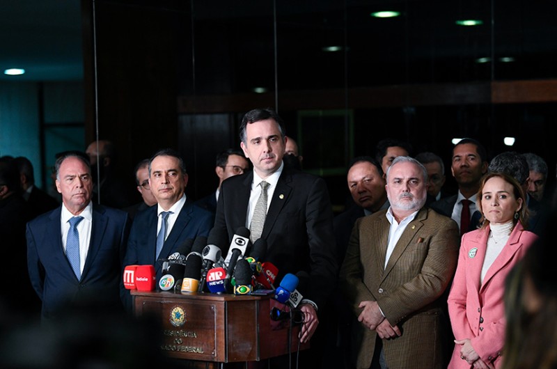 Presidente Rodrigo Pacheco falou em entrevista coletiva, após reunião com Secretários de Fazenda - Roque de Sá/Agência Senado