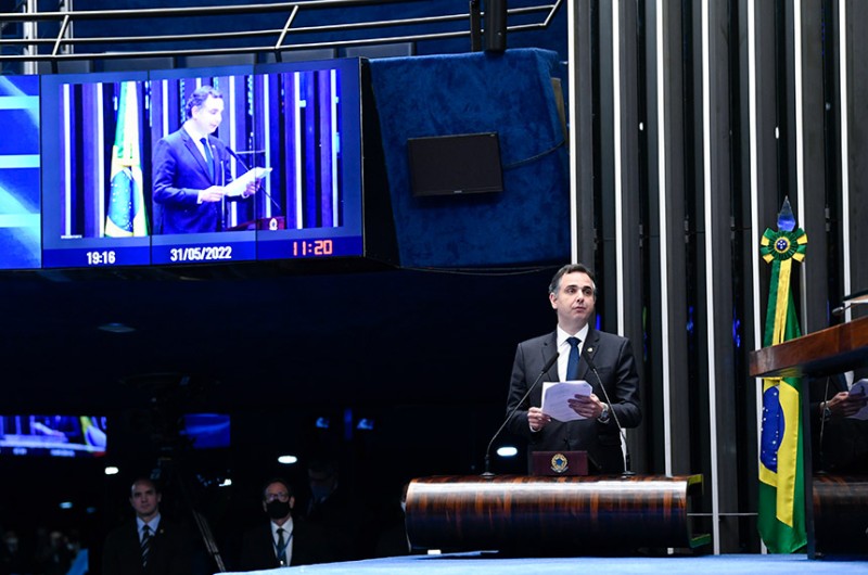 O relatório foi lido da tribuna pelo senador Rodrigo Pacheco, relator ad hoc - Roque de Sá/Agência Senado