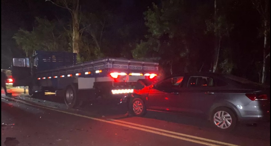 Acidente envolveu sete veículos em Montenegro e deixou uma pessoa ferida. Crédito: Vinícius Buhler / RBS TV