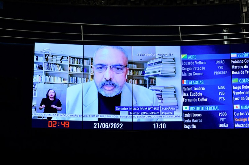 Paulo Paim participou de forma remota da sessão deliberativa desta terça - Waldemir Barreto/Agência Senado