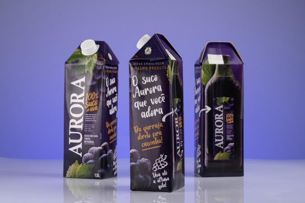 Inédito no mercado brasileiro, Suco de Uva Aurora Integral em embalagem da Tetra Pak® de 1,5 litro traz todas as características nutricionais, de sabor e qualidade da tradicional garrafa de vidro. Bebida saudável está disponível nas versões tinta e branca