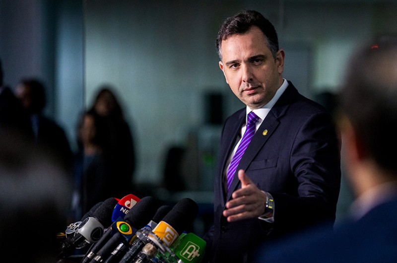 Rodrigo Pacheco em entrevista coletiva, em agosto: senador discutiu saídas em reunião de líderes nesta segunda - Pedro Gontijo/Senado Federal