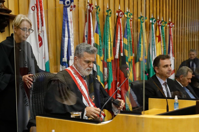 Rodrigo Pacheco na posse do novo presidente do TST, ministro Lelio Bentes Corrêa - Divulgação/TST