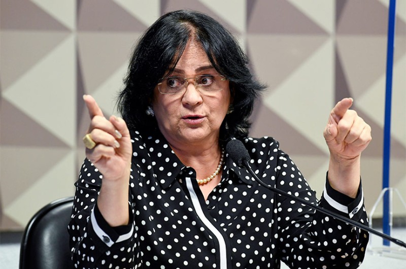 A ex-ministra e senadora eleita Damares Alves em audiência pública no Senado, em março deste ano - Geraldo Magela/Agência Senado