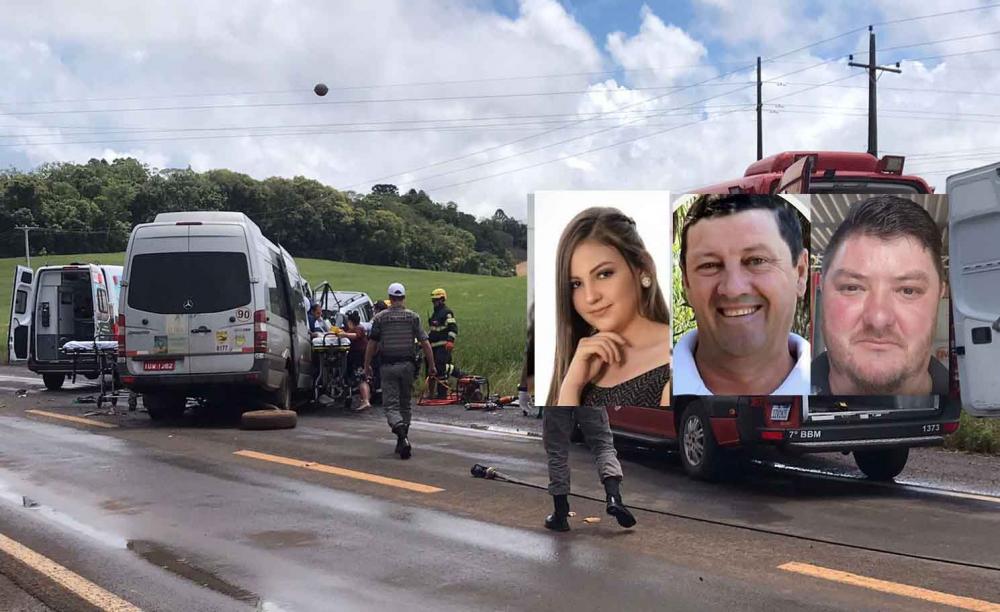 Julia Cararo, Mateus Tomazelli e Gerson Alves foram as vítimas fatais do acidente - Foto: Diego Camargo/Portal Tchê/Divulgação