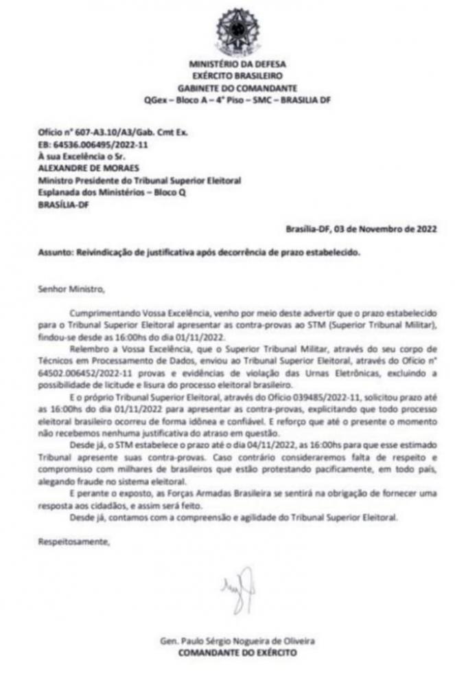 Ministério da Defesa e Forças Armadas negaram a autenticidade do documento disseminado na internet